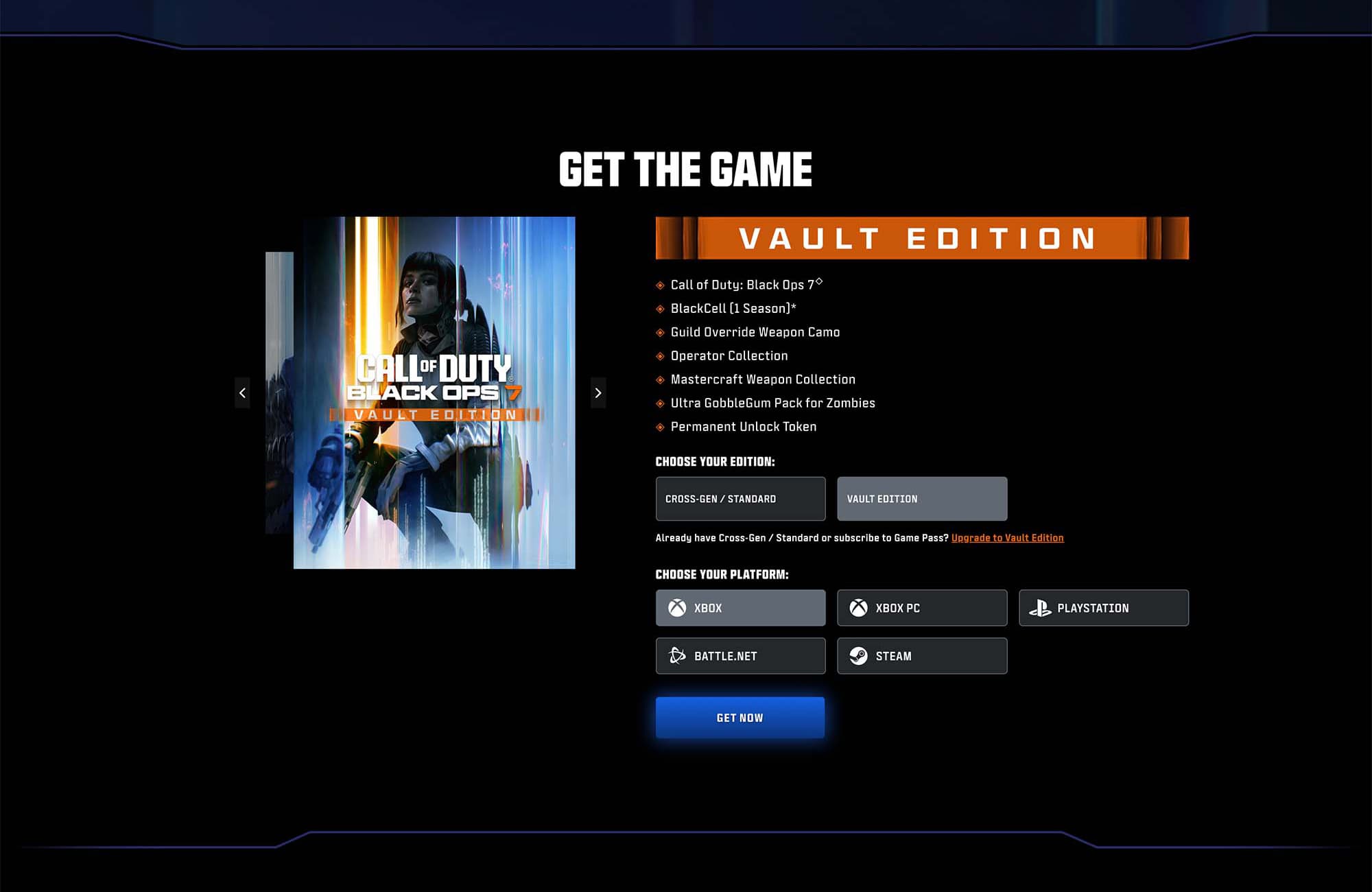Black Ops 7 get the game section