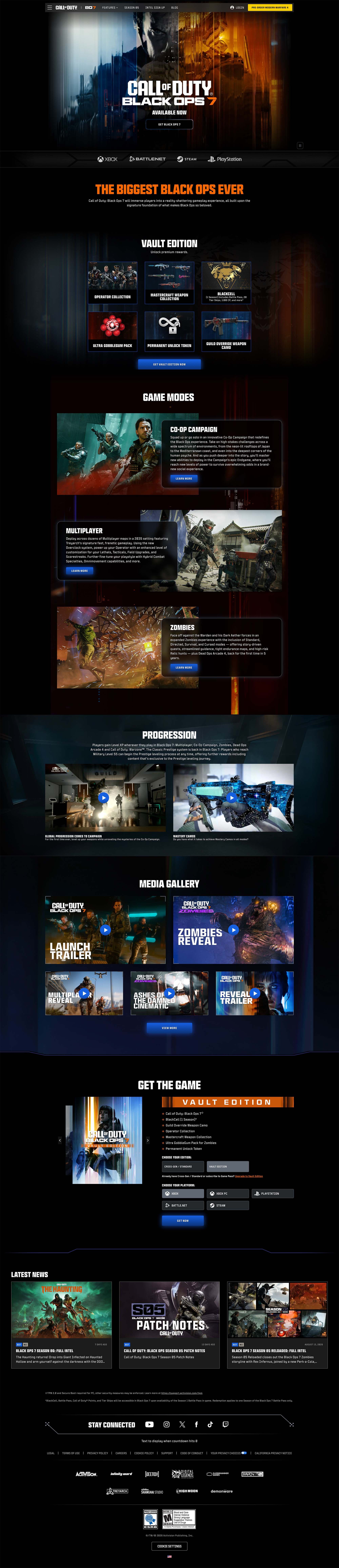 Call of Duty: Black Ops 7 landing page
