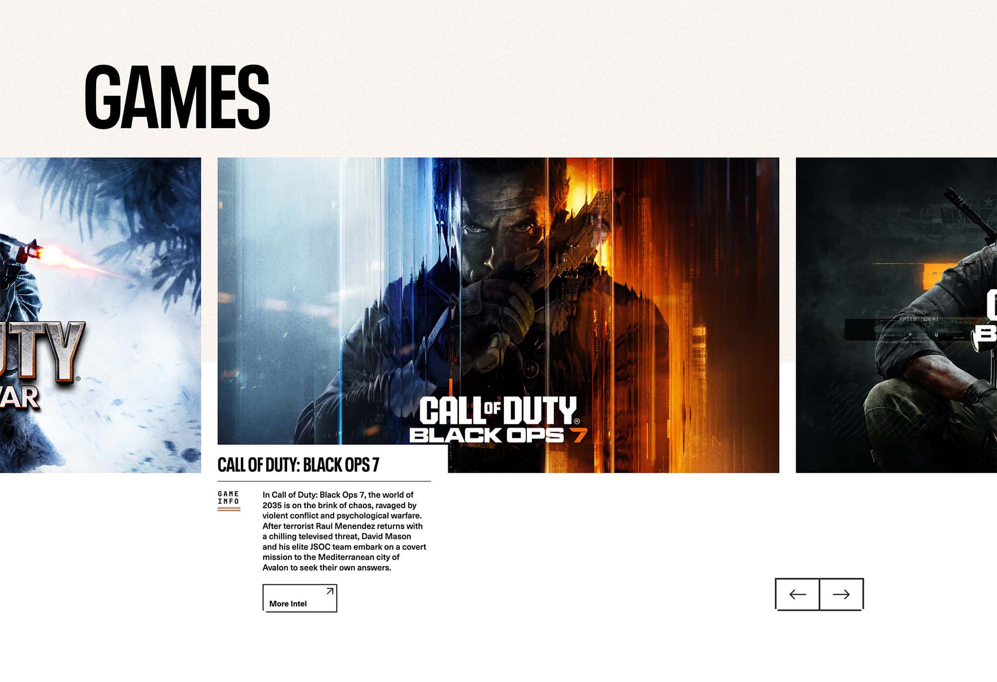 Treyarch Studios games section